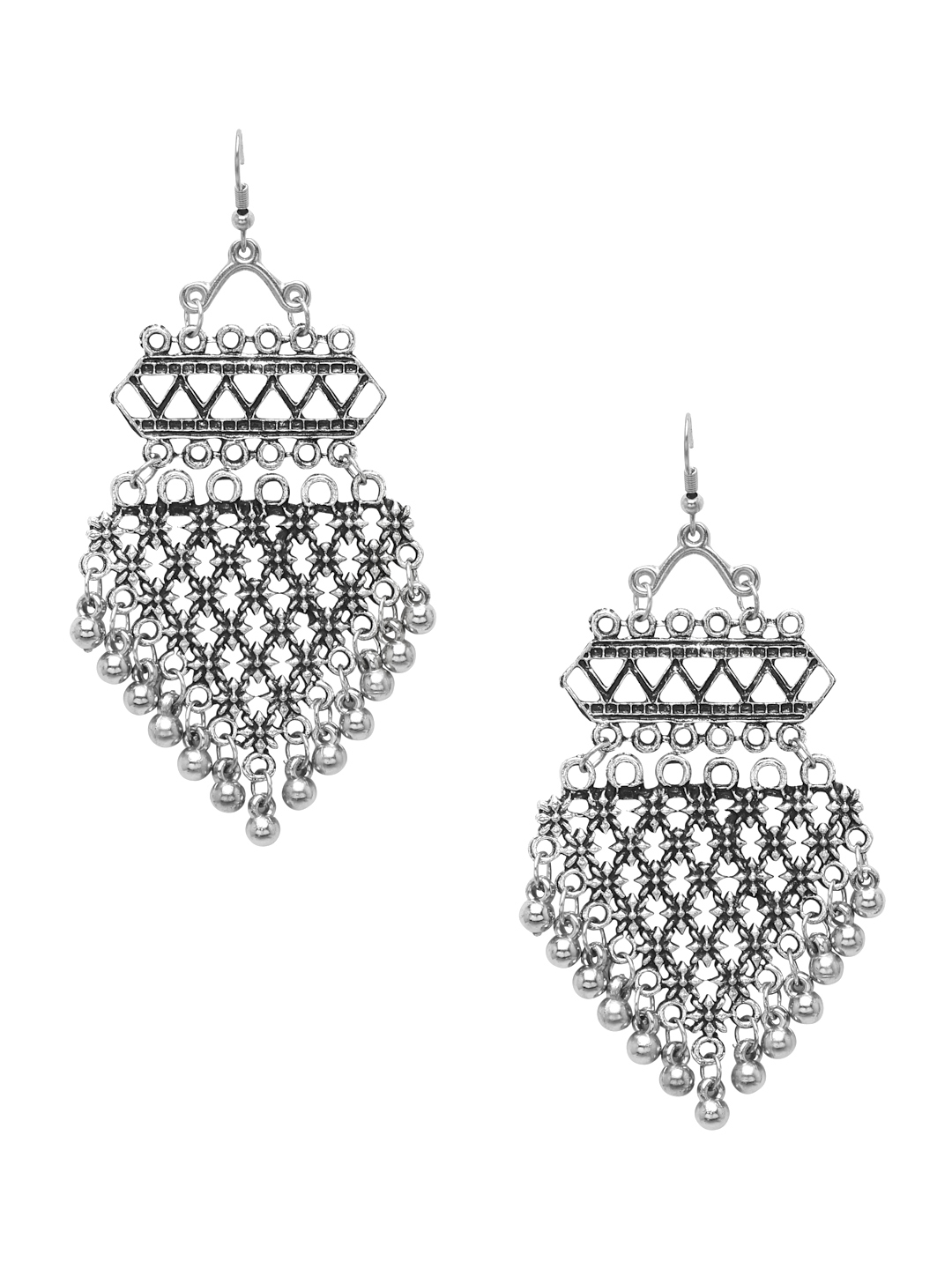 YouBella Jewellery Oxidised Silver Necklace Jewellery Set with Earrings for Girls and Women (Silver) (YBNK_50521)